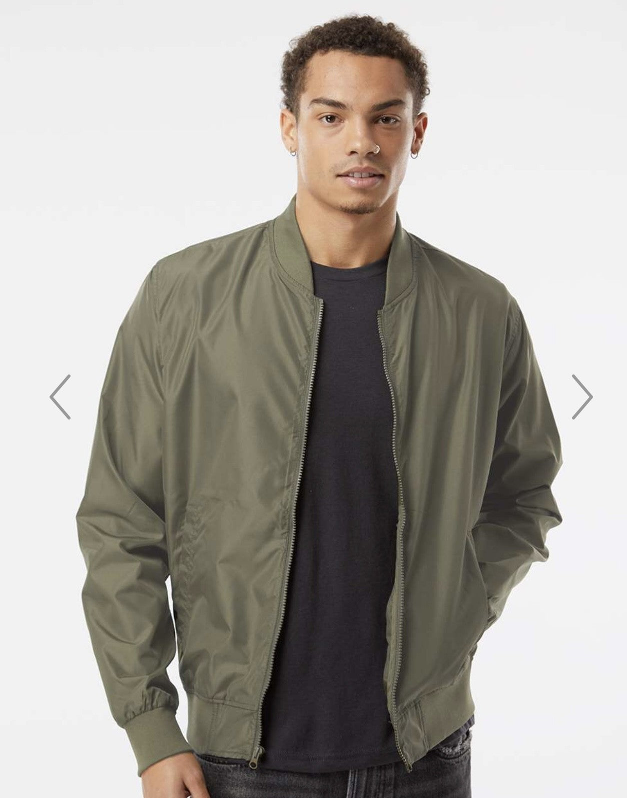 Unisex Lightweight Army Green Bomber Jacket