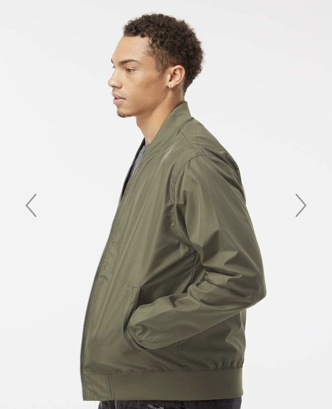 Unisex Lightweight Army Green Bomber Jacket