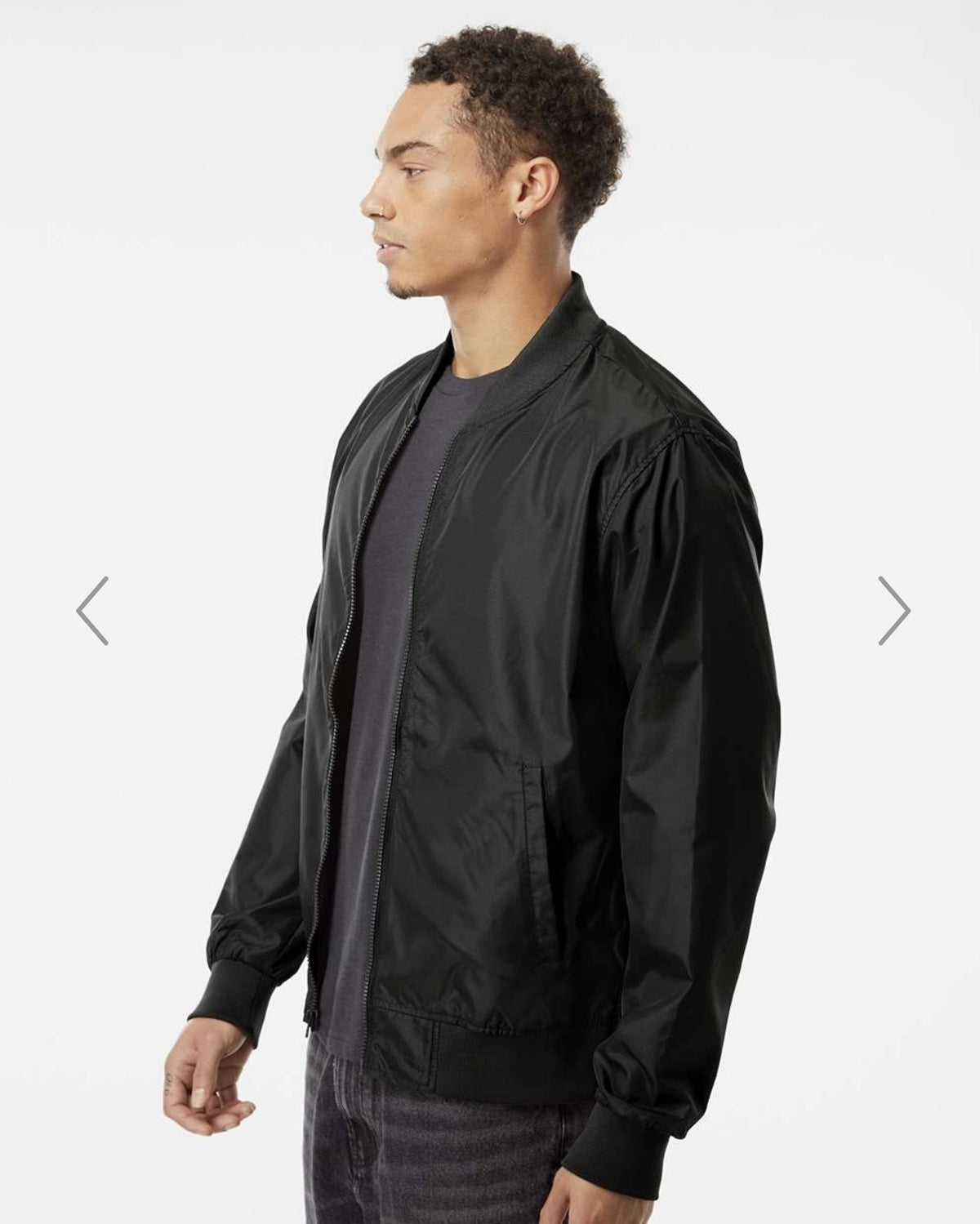 Unisex Lightweight Black Bomber Jacket